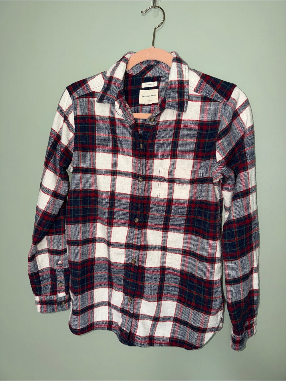 American Eagle Plaid Flannel Button Front Shirt Small